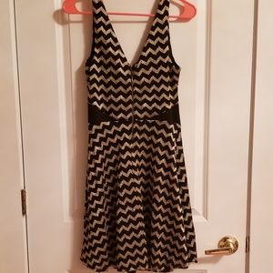 Chevron Mesh Skater Dress